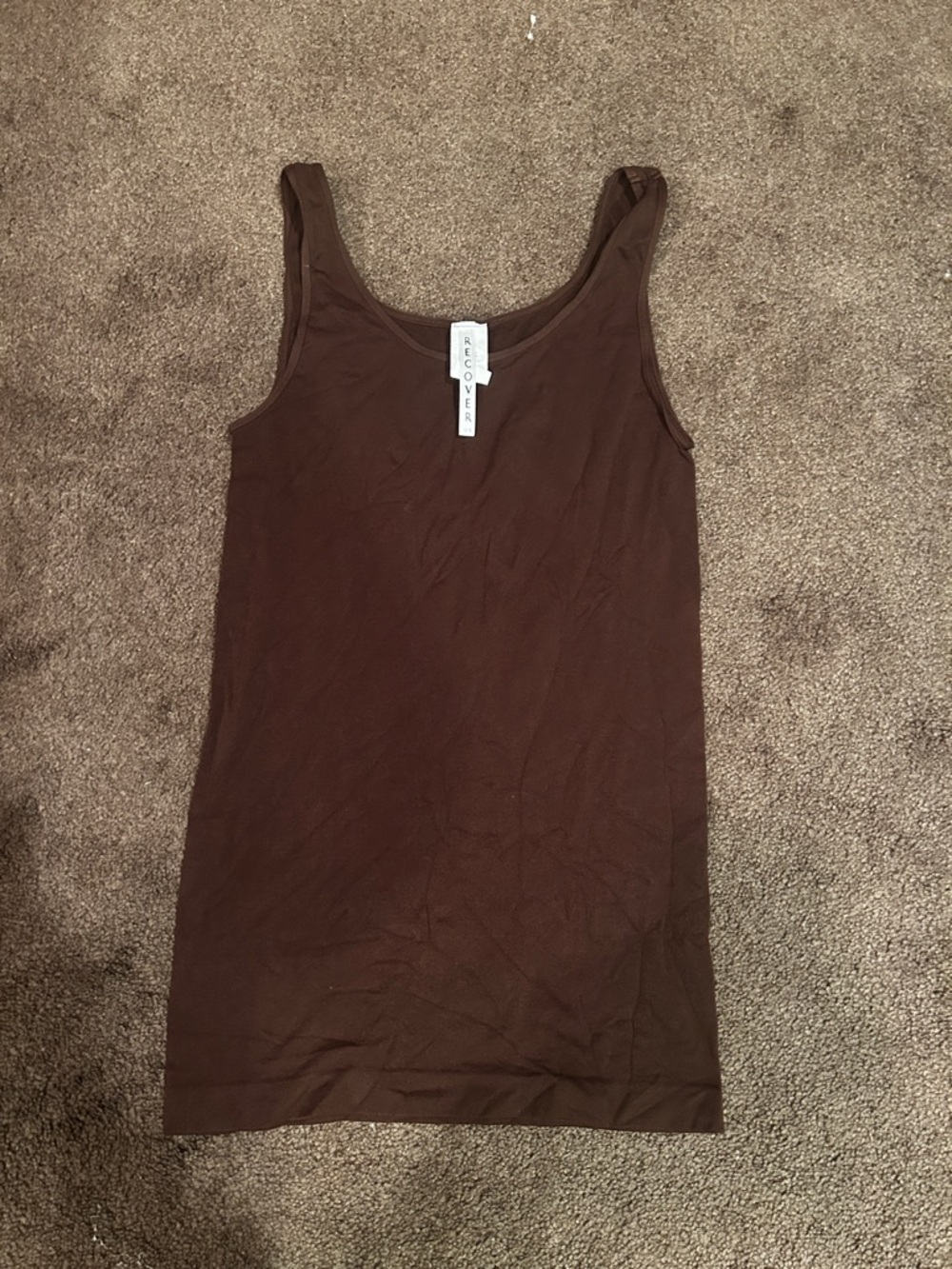 Recover Brown Basic Tank Top | Minimalist Scoop Neck Cami OS